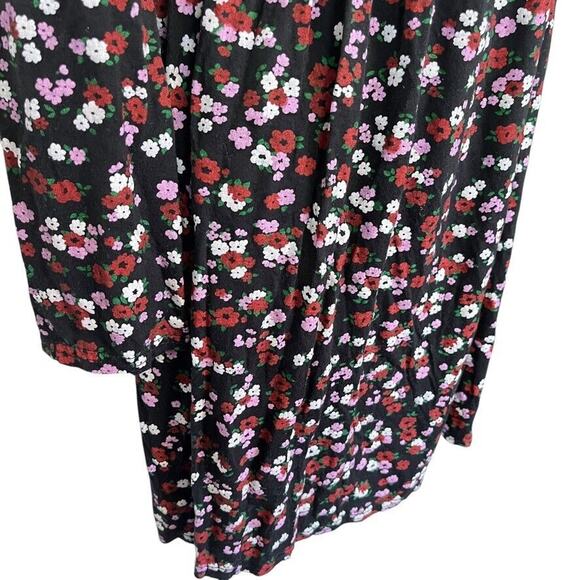 Wednesdays Girl Womens Black Purple Floral Babydoll Long Sleeve V-Neck Dress XS - Picture 2 of 16